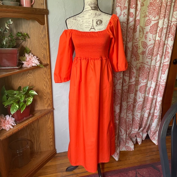 Free Assembly Womens Smocked Midi Dress Size S - Picture 7 of 15